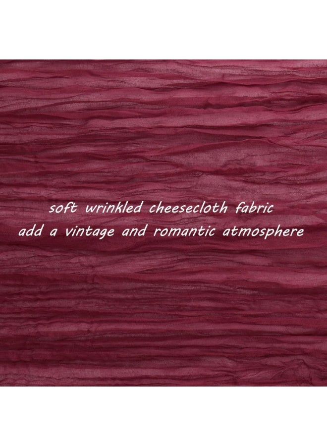 Cheesecloth Table Runner, 10Ft x 35" Rustic Gauze Boho Wedding Table Runner Decoration, Vintage Table Centerpieces, Table Cloth, for Wedding Reception Bridal Shower Birthday (Burgundy, 1 Pack) - Image 5